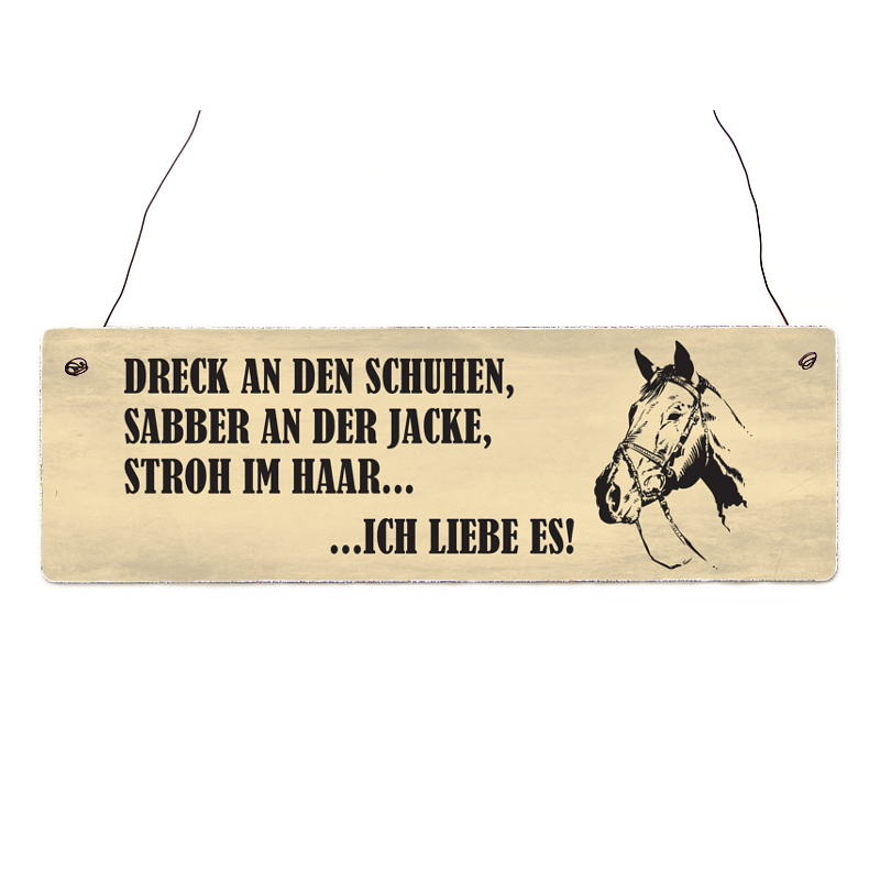 INTERLUXE Holzschild DRECK AN DEN SCHUHEN T&uuml;rschild Pferd Pony Stall Reiten